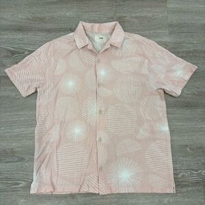 Folk Shirt Cotton Blend Floral Print Button Down Shirt Summer Beach Shirt sz M